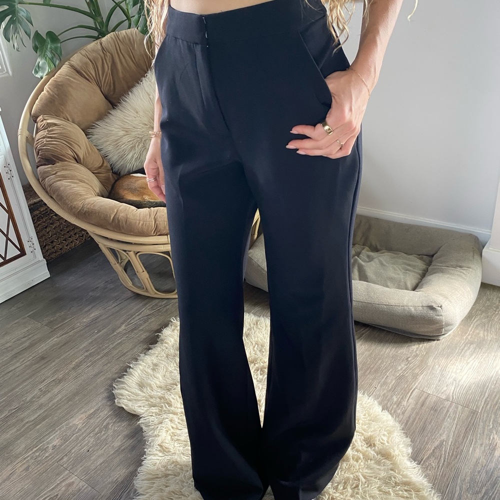 Express Editor High Rise Flare Trouser Black 6R Wide Leg Dress Pants NWT